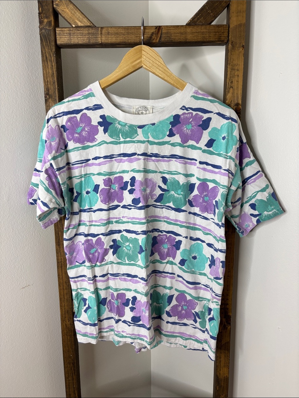 Victoria's Sport Vintage Floral Stripe T-Shirt Size M
